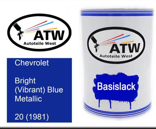 Chevrolet, Bright (Vibrant) Blue Metallic, 20 (1981): 500ml Lackdose, von ATW Autoteile West.